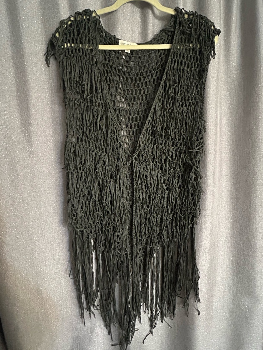 Umgee Boho Open Crochet Layering Fringe Vest XL